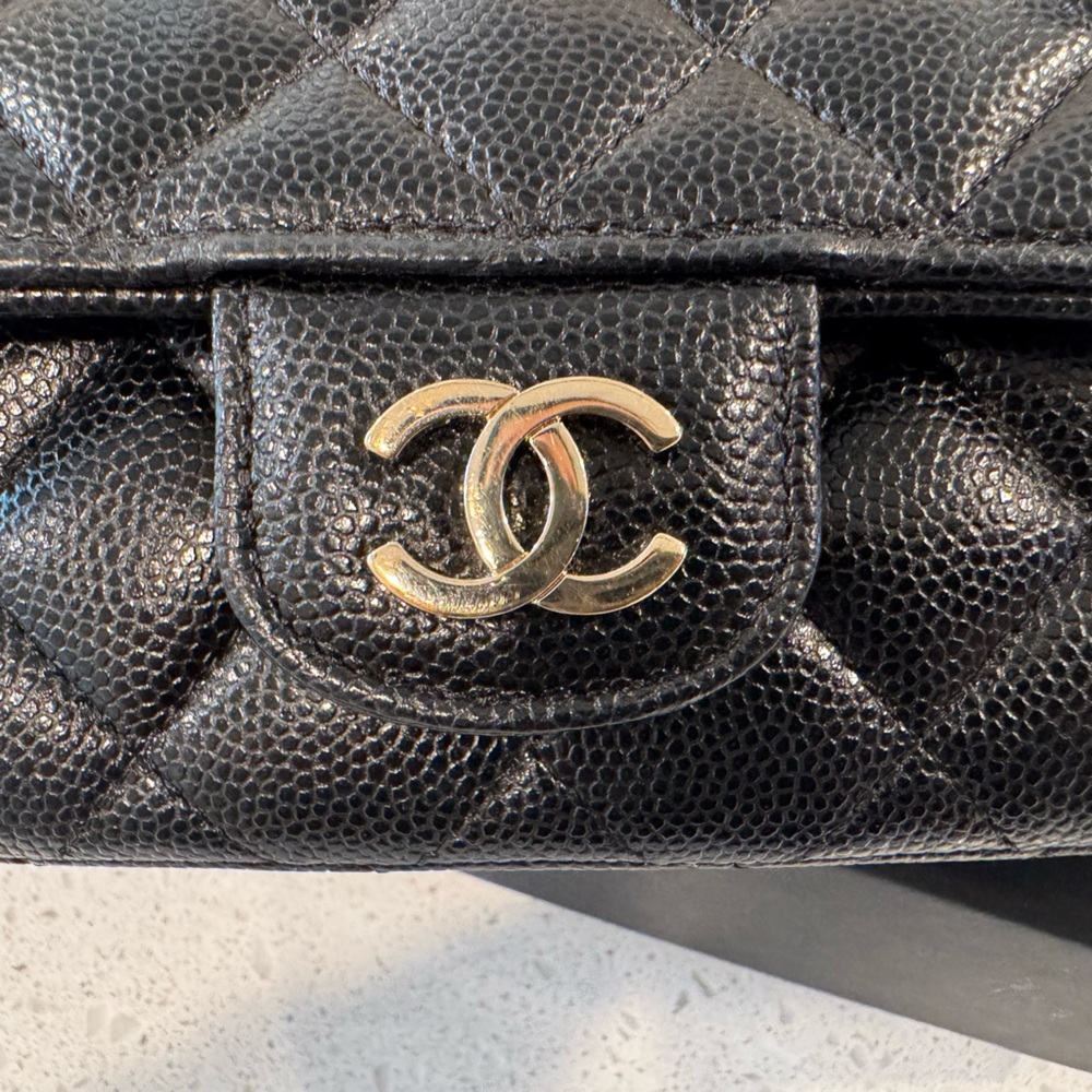 CHANEL classic black caviar and gold hardware sunglasses case crossbody bag - Picture 4 of 13
